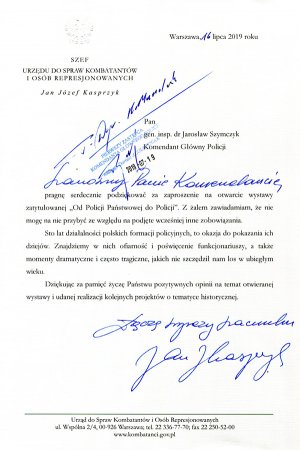 List Jana Józefa Kasprzyka do KGP