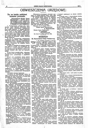 Gazeta Policji Państwowej nr 9 z 28 lutego 1920 roku