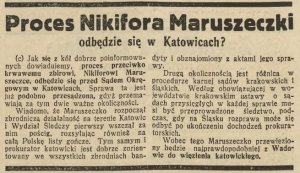 Proces Nikifora Maruszeczki odbędzie się w Katowicach