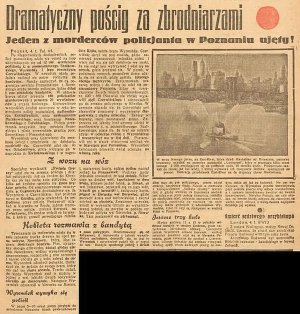 Siedem Groszy 1935 r. 5 - Dramatyczny pościg za zbrodniarzami - jeden z morderców Policjanta w Poznaniu ujęty