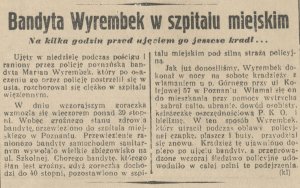 Kurier Poznański 1935 01 05 R 30 nr 12, str. 3 - Bandyta Wyrembek w szpitalu miejskim