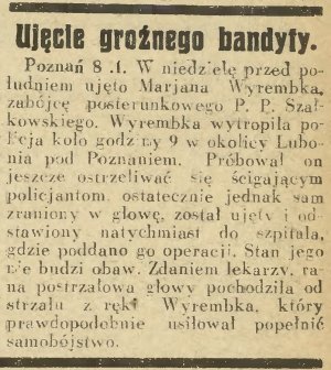 Głos Lubelski nr 9 z 9 stycznia 1935 r. str. 9 - Ujęcie groźnego bandyty