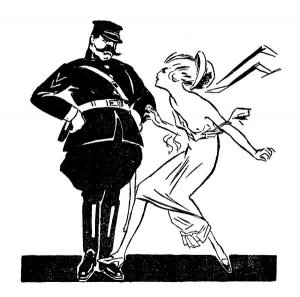 Policja na strazy porzadku i moralnosci ilustracja lata trzydzieste XX wieku