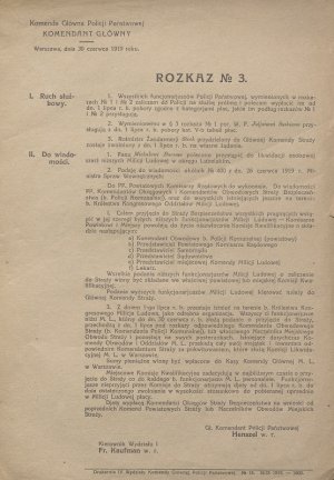 Rozkaz nr 3 KG PP z dnia 30 czerwca 1919 r.