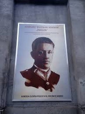 Portret mjr Bolesława Kontryma na murze więzienia mokotowskiego