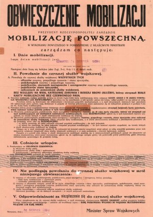 Afisz mobilizacyjny z 30 sierpnia 1939 r.