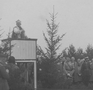 ks. bp. Władysław Bandurski podczas wygłaszania kazania do wiernych