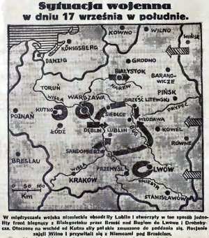 Mapka sytuacji wojennej w dniu 17 września 1939 roku