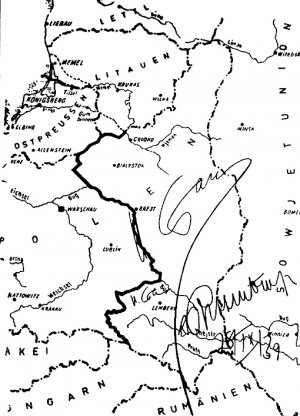 Mapa dotycząca ustaleń paktu Ribbentrop-Mołotow