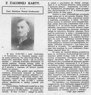 Na Posterunku, gazeta Policji Państwowej R. 17, nr 4 - 19 stycznia 1935 Z żałobnej karty