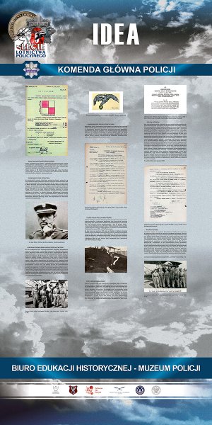Wystawa pt. „90-lecie lotnictwa policyjnego” - tablica poświęcona idei powstania lotnictwa policyjnego