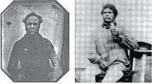 Dagerotyp belgijskiego więźnia z 1843 r. po lewej i portret szwajcarskiego włóczęgi z 1853 r.