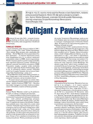Zdjęcie artykułu, który ukazał się w maju 2012 roku w gazecie. Tytuł „Policjant z Pawiaka”.